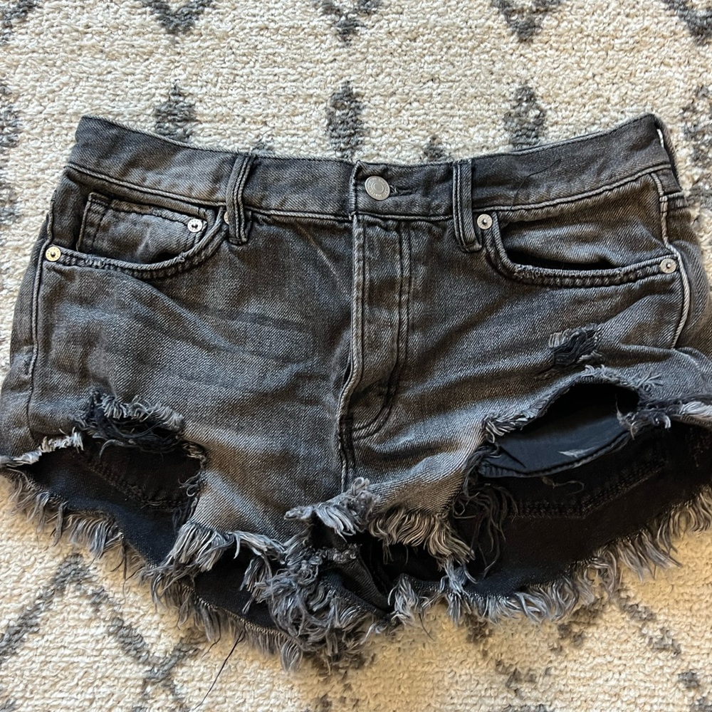 We The Free Loving Good Vibrations Denim Jean Shorts Size 27 Gray / Grey